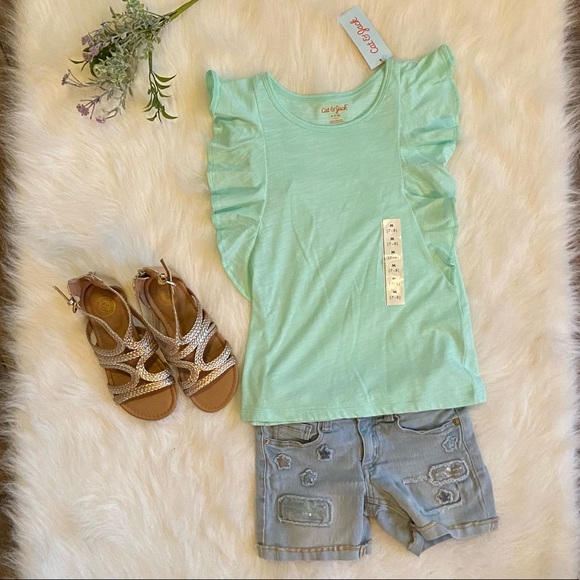 Cat & Jack Mint Green Ruffle Tank Size 7/8
